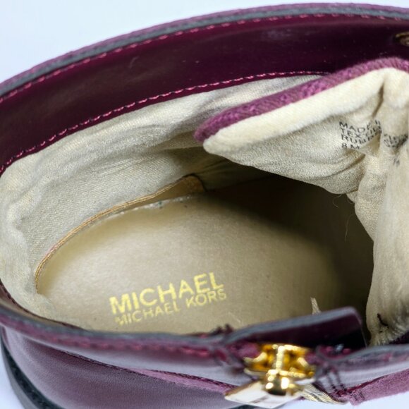 MICHAEL Michael Kors Alistair Booties Combat Boot 8 Red Burgundy New - Picture 3 of 7